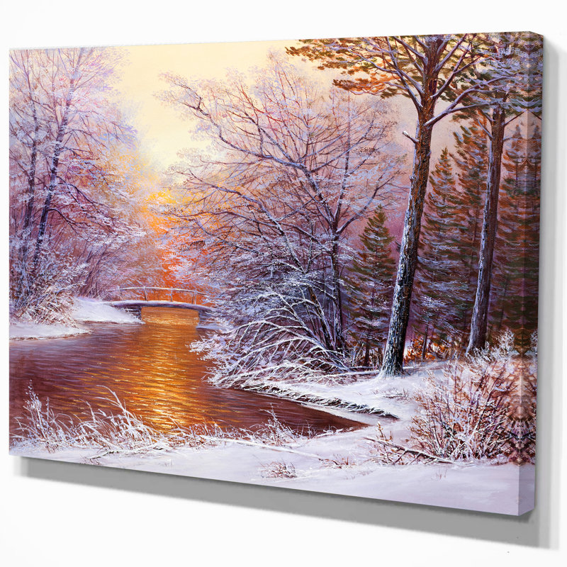 «Winter Landscape with River», reproduction sur toile tendue, H 20 po x l 20 po x P 1 po