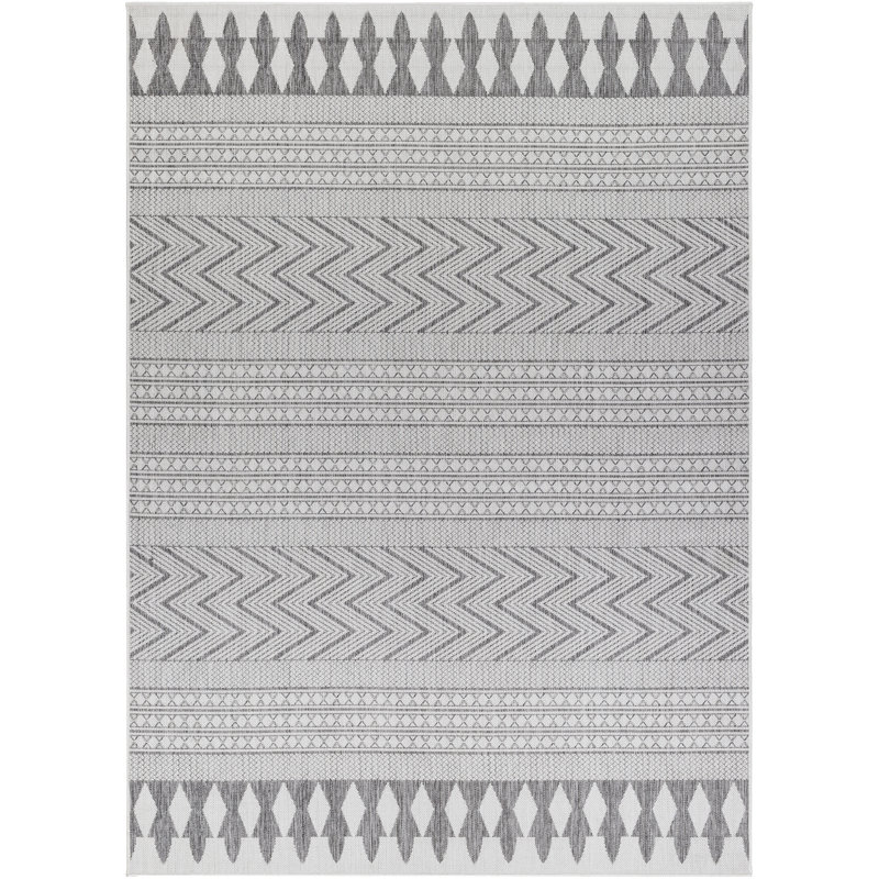 Tapis intérieur / extérieur en polypropylène tissé à la machine Anethrah, Rectangle 7 pi 10 po x 10 pi