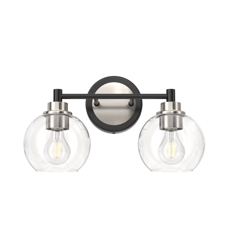 Éclairage pour meuble-lavabo Shelburn, Noir mat/nickel brossé, 2