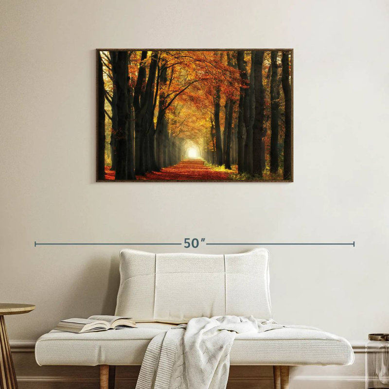 In Love With Fall Again, 37 po x 25 po, Cadre flottant noyer