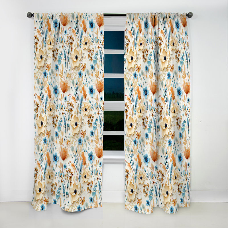 Coastal Retreat Ii Boho Motif - Rideau Boho - Rideau abstrait occultant - 1 panneaux, L 52 po x L 108 po