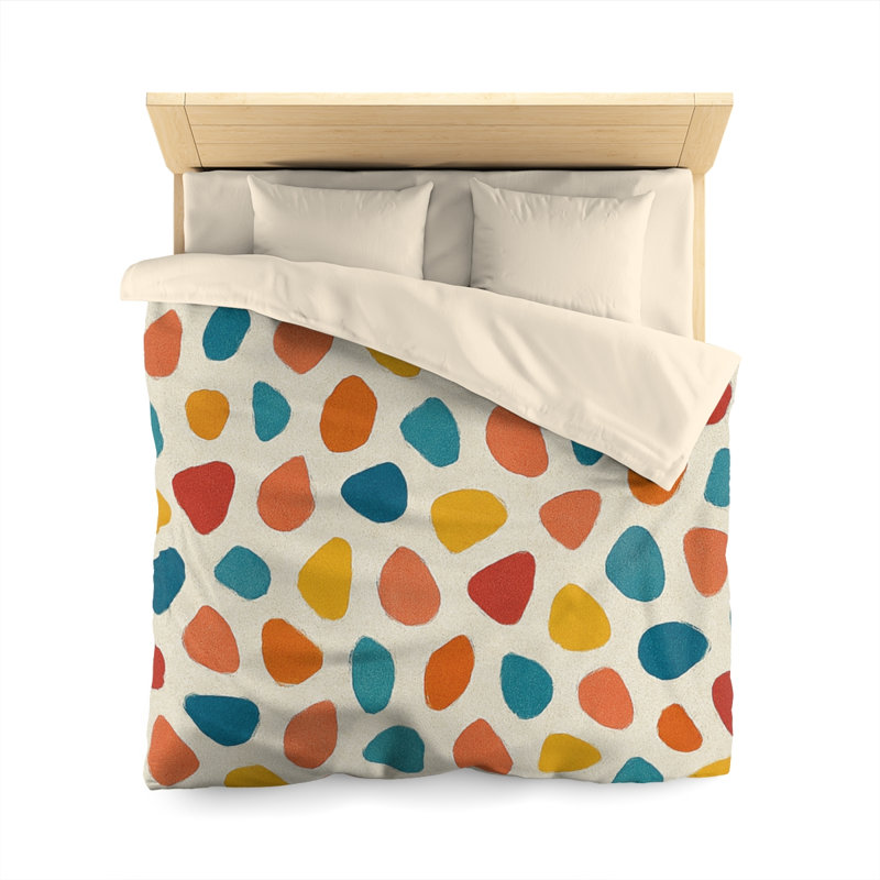 Microfiber Duvet Cover Boho Style, Design 43, Queen Duvet Cover, Cream