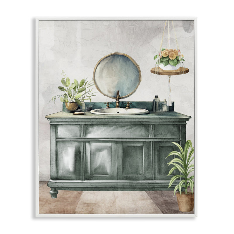 «Bath Greens Botanical Vanity», estampe numérique, conception de Kim Allen, H 20 po x l 16 po