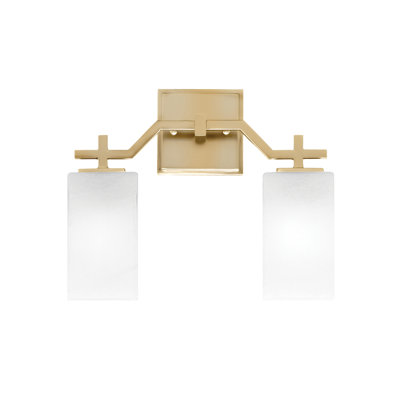 Corbin 2 Light Bath Bar Shown With 3.5" Square White Marble Glass
