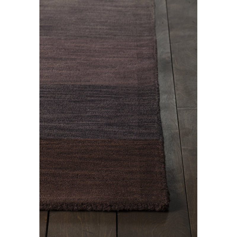 Frias Authentic Hand-Tufted Handmade Brown, Purple, Beige, Tan Striped Wool Area Rug, Rectangle 5' x 7'6"