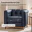 Fauteuil demi-tonneau carré en cuir véritable transitionnel 35,25 po Sonika de Sonika-919138933