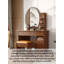 Coiffeuse de chambre à coucher de style chinois en bois d'hévéa avec miroir