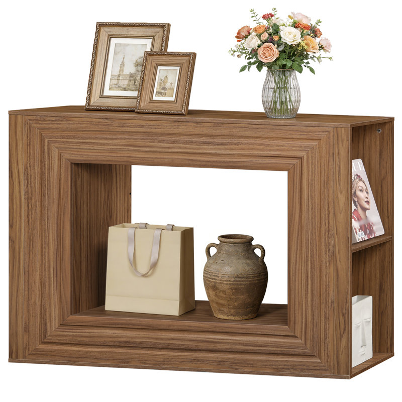 47.2'' Farmhouse Console Table with Adjustable Shelves, Entryway Sofa Table with Storage, Walnut