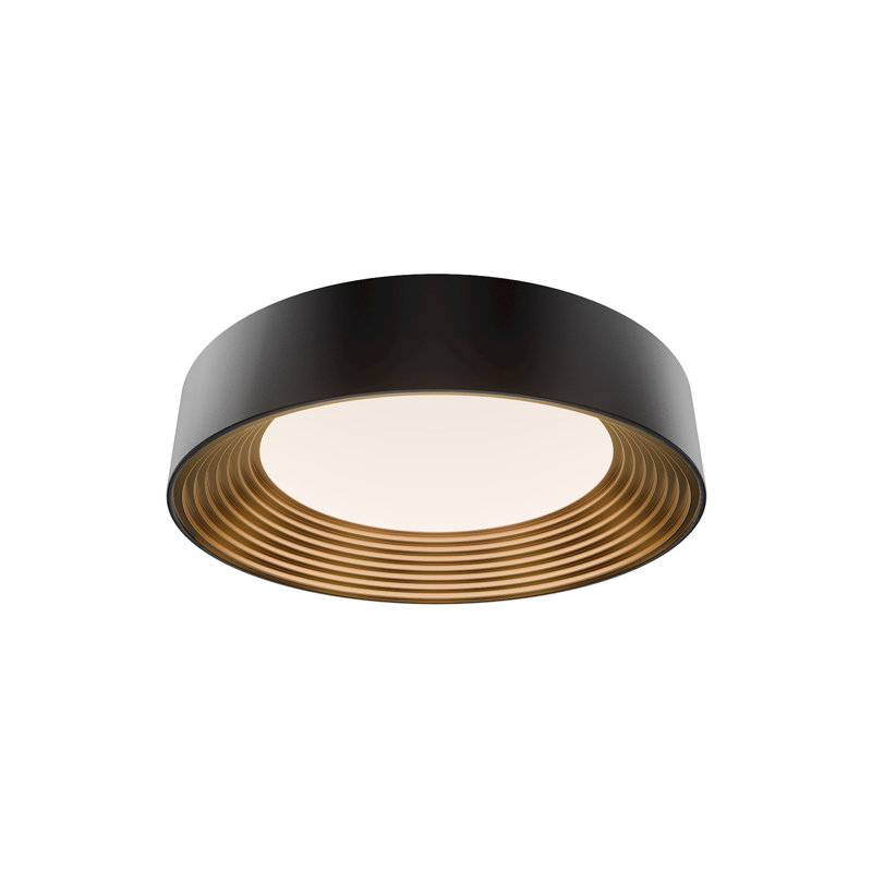 Gaston Dimmable LED Flush Mount With Built In Color Temperature Switch from 2700K/3000K/3500K/4000K, Black/Gold, 18"