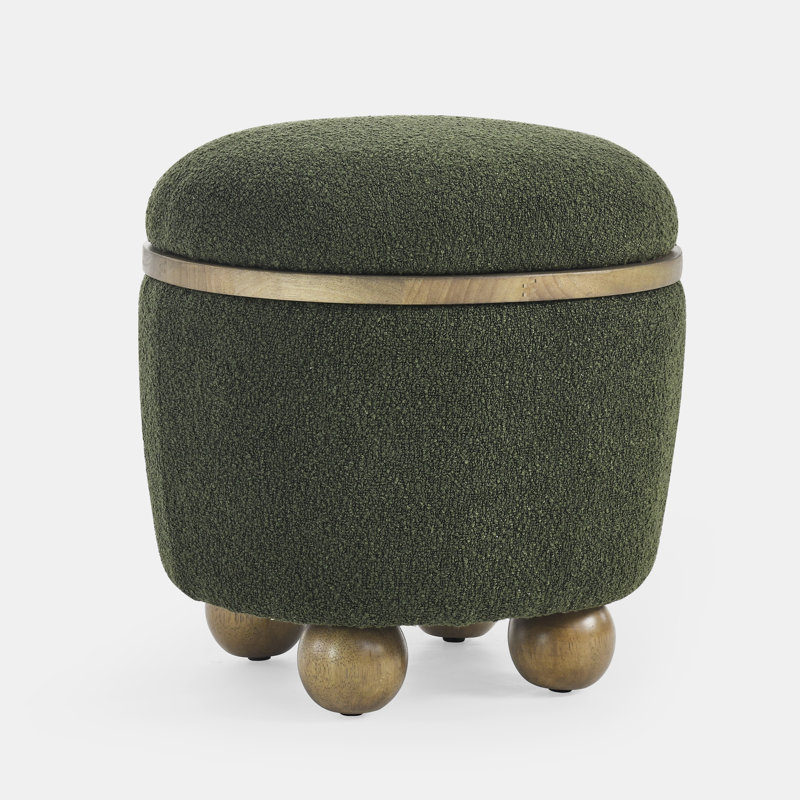 Round storage stool with cushioned seat
