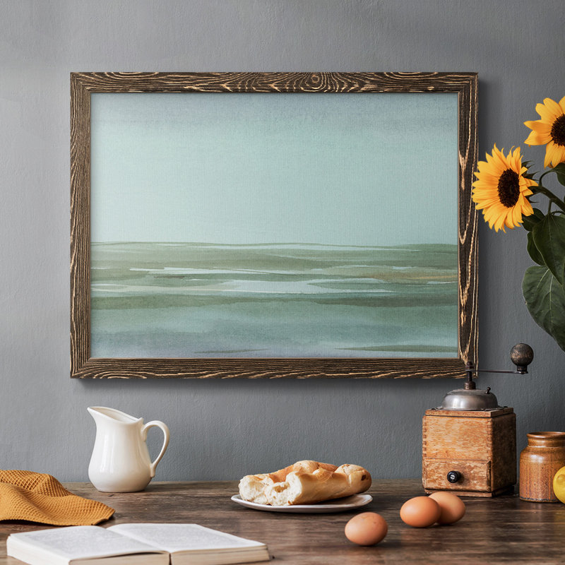 Aqua Reflections II, peinture sur toile encadrée, H 22 po x l 32 po x P 1,5 po, Noyer