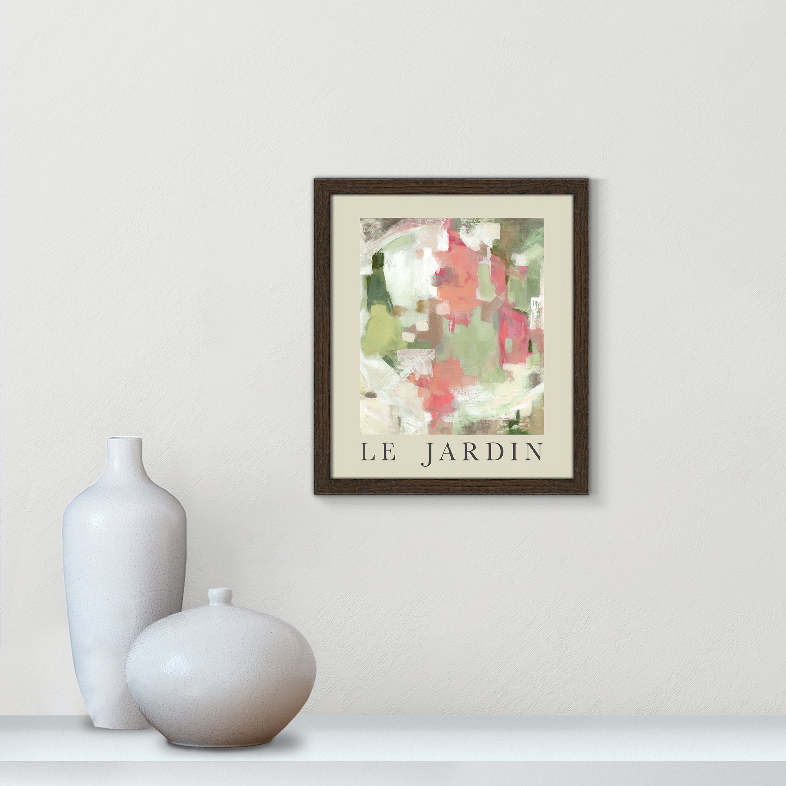 Riya "Le Jardin" Print by Carol Robinson, Walnut Single Picture Frame, No, 15" H x 13" W x 0.75" D