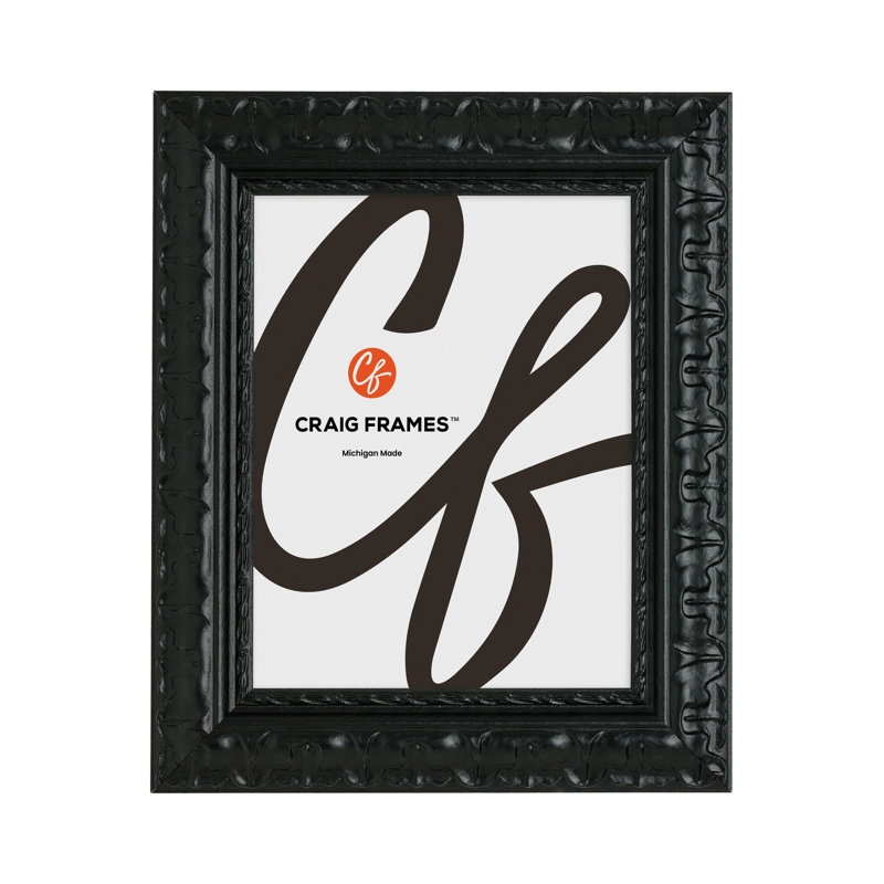 Cadre photo Craig Frames 7x9 pouces, noir, style Bravado, moulure en MDF de 2 pouces, finition peinte, vitre et système d'accrochage inclus.