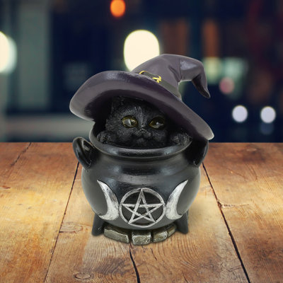 Figurine chat 5,75 "H dans un chaudron