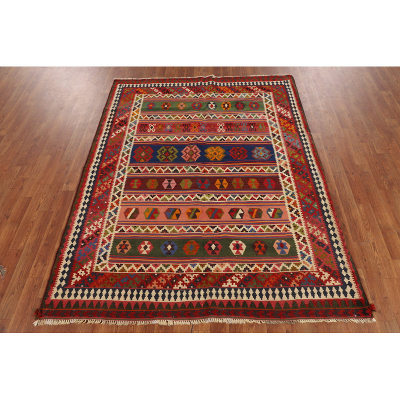 Tapis kilim en laine à teinture végétale 5 x 6