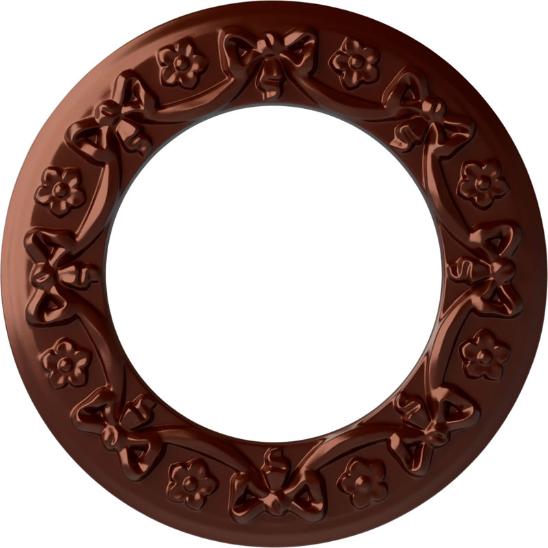 Ruban Endurathane avec médaillon de plafond arc, diamètre extérieur de 12 1/4 po x P 7 1/2 po x P 7/8 po (convient aux auvents jusqu'à 7 1/2 po), finition cuivre antique peinte à la main