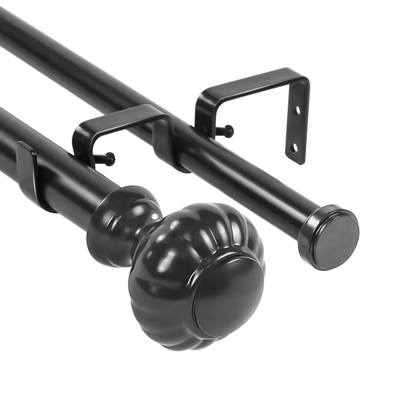 Tringle à rideaux double réglable, H 1 po x l 84 po x P 1 po, Noir