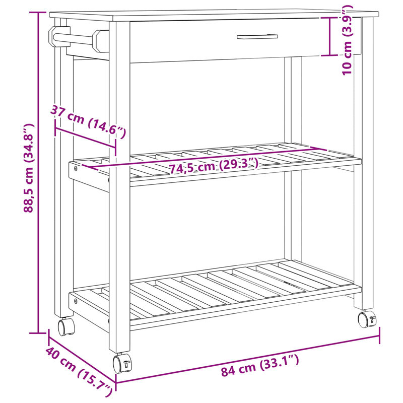 Solid Wood Bar Cart