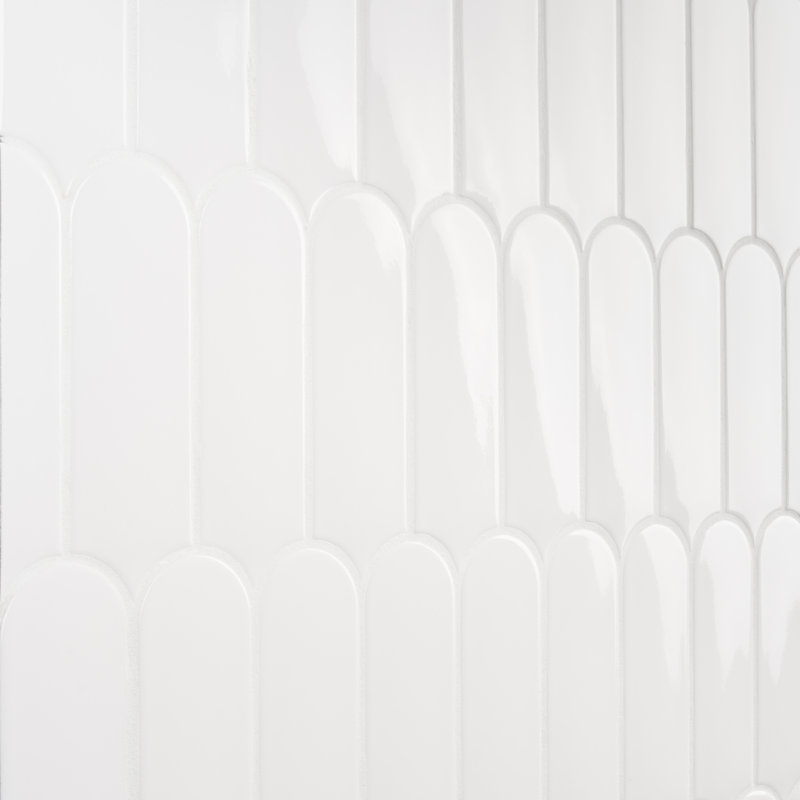 Carrelage mural en céramique polie à échelle de poisson 2,83 po x 7,67 po Airy, Blanc