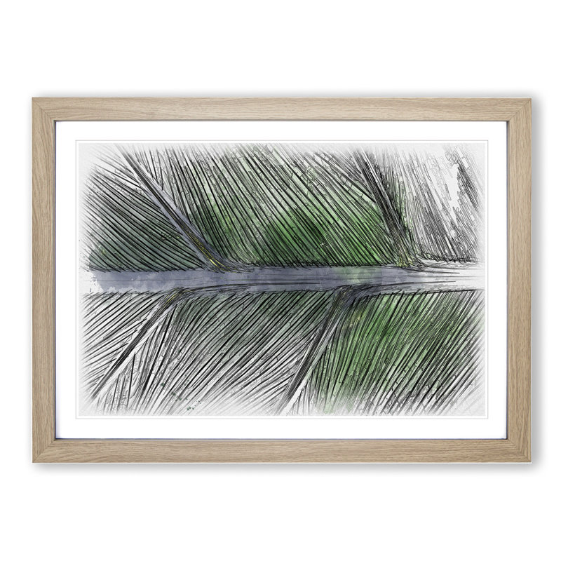 Leaf Detail - Picture Frame Drawing, 27cm H x 36cm W x 2cm D, Oak Framed