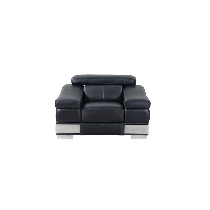 Hawkesbury Common Top Grain Italian Leather Chair, Leather Match Black