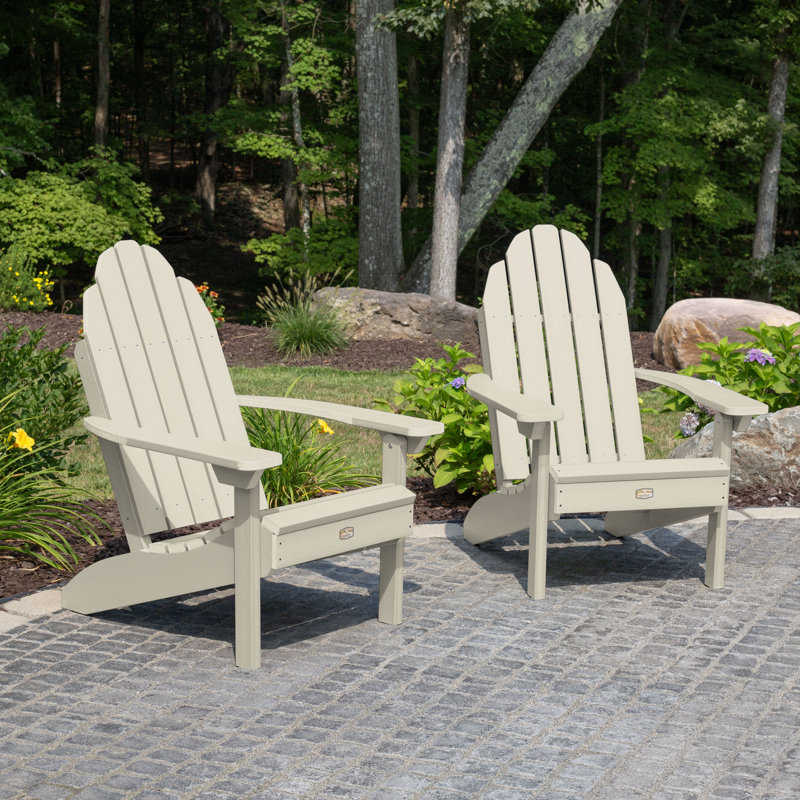 Chaise Adirondack résistante aux intempéries Hintz, Ivoire ivoire