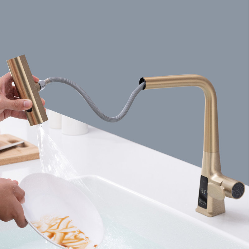 Robinet de cuisine monocommande à contrôle de cascade avec jet d'eau