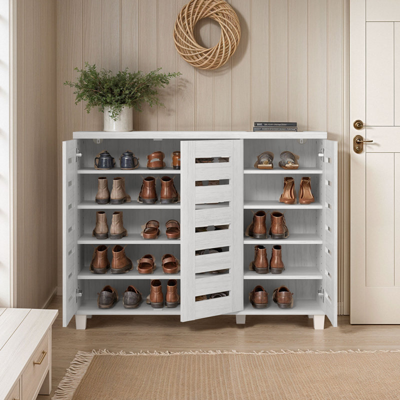 Alcester Lismore Shoe Storage Cabinet Up to 20 Pairs, Pearl White