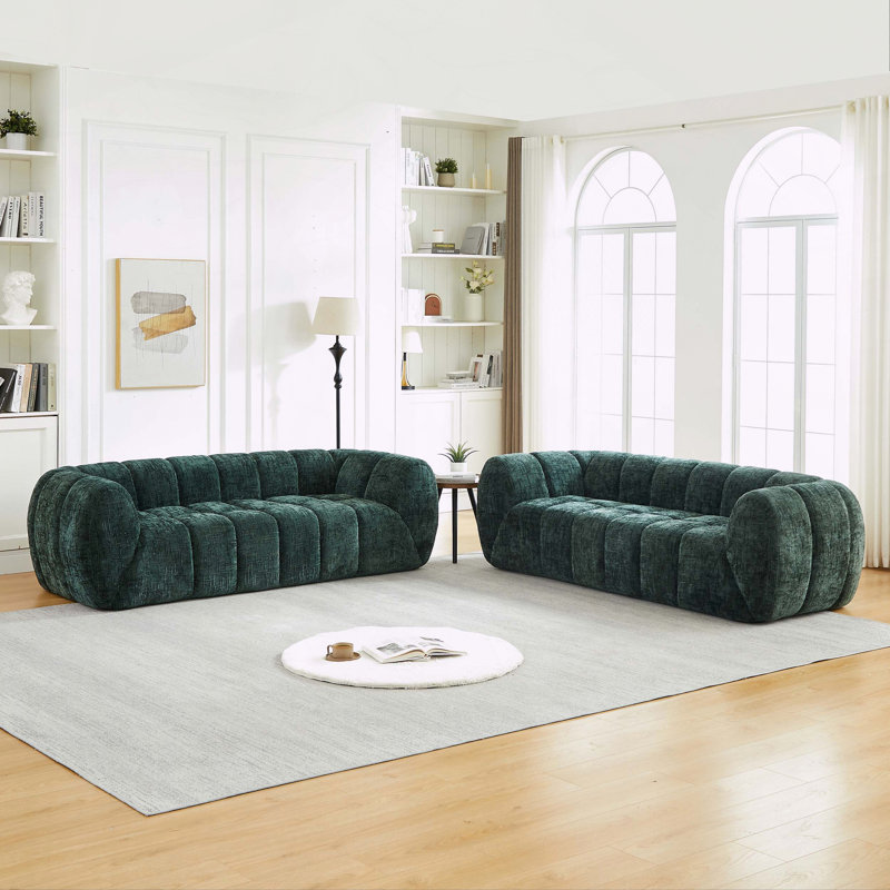 Canapé chenille en mousse pure Chenille, Vert