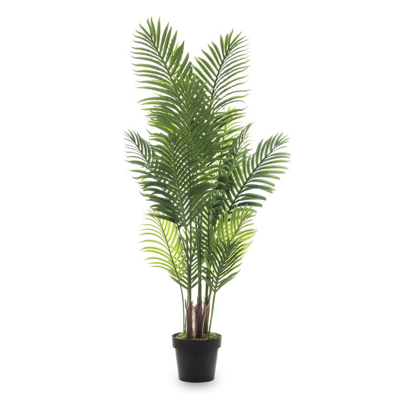 145 cm H Faux Palm Tree Plant in Earthenware Pot