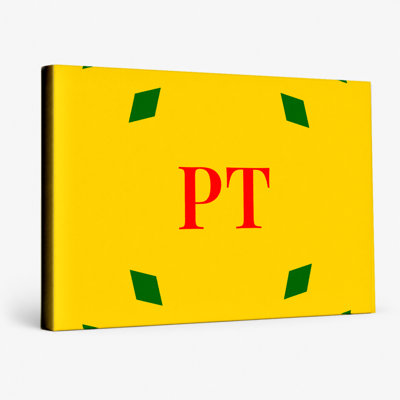 Portugal World Flag Luxury Diamond Monogram — Green Yellow Red — Canvas Wall Art