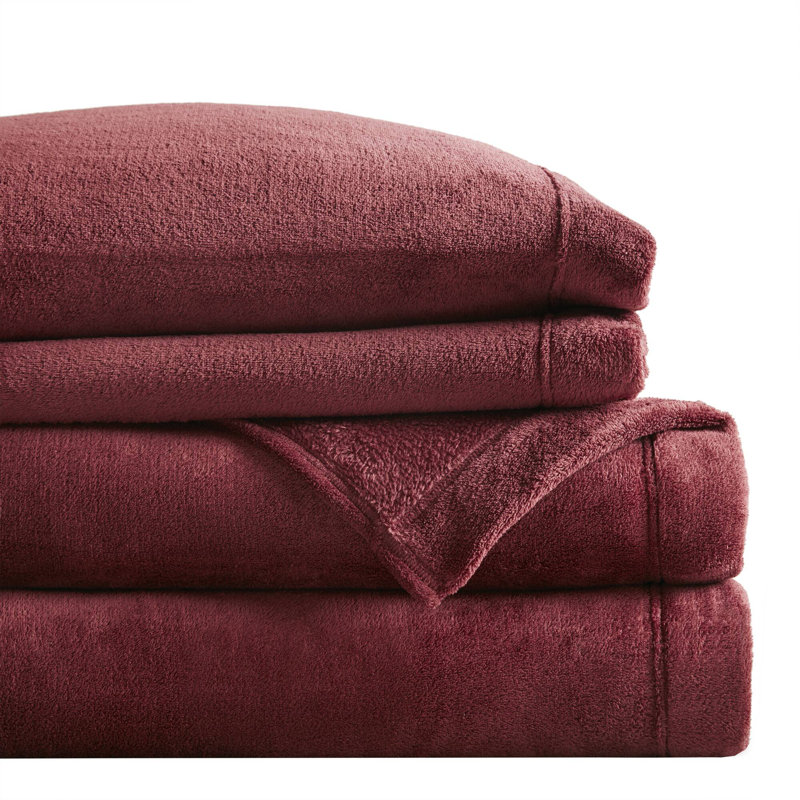 Twin Burgundy Soft Plush Microfiber Sheet Set