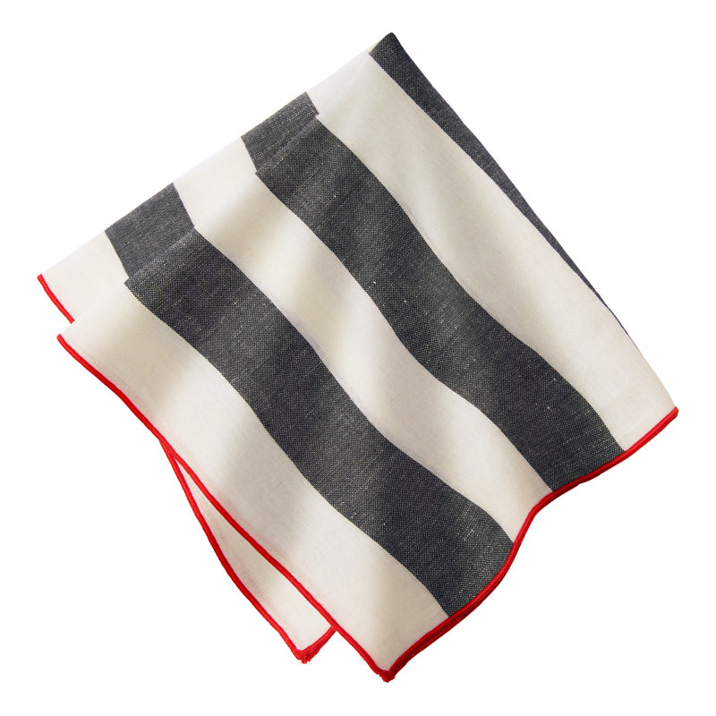 Pizani Linen Rectangle Napkins, Navy, Red