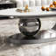 Table basse 49,2 pouces ovale en faux marbre pour salon avec base en acier inoxydable