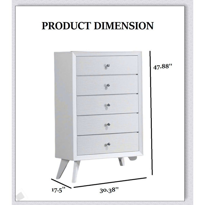 Commode 1 pièce de style contemporain avec pieds inclinés, boutons ronds en bronze et finition blanche à texture ondulée pour une élégance moderne