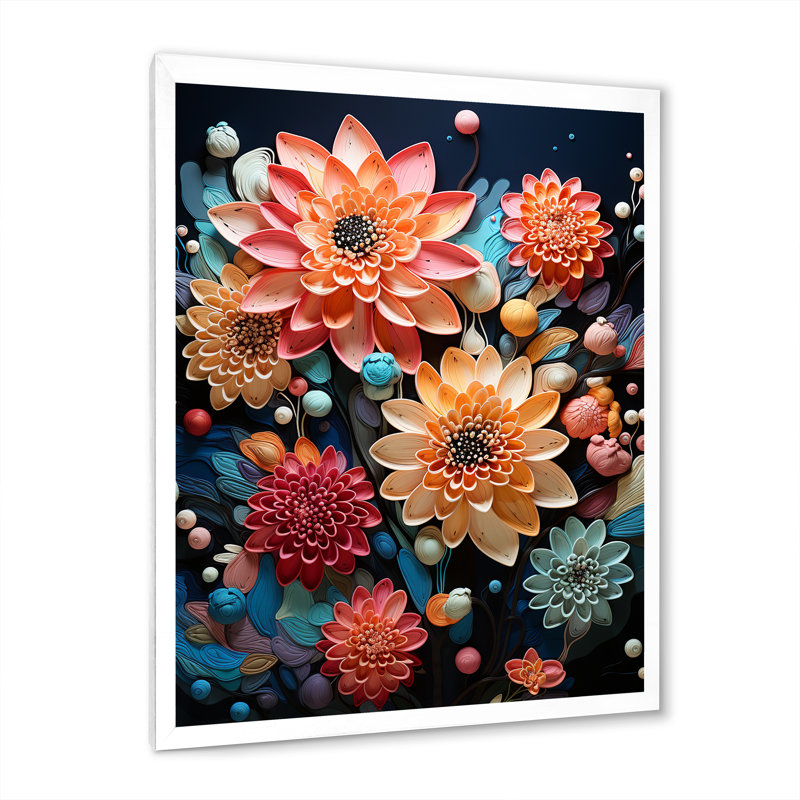 «Colorful Zinnia Flowers Collage», reproduction sur toile, Blanc, H 20 po x l 12 po x P 1 po