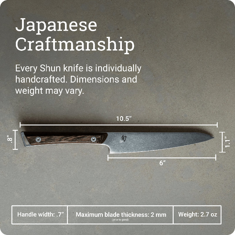 Shun Kanso 6" Utility Knife, Handcrafted Japanese Kitchen Knife, AUS10A Stainless Steel Blade, Tagayasan Handle, Precision and Sharpness for Professional and Home Chefs