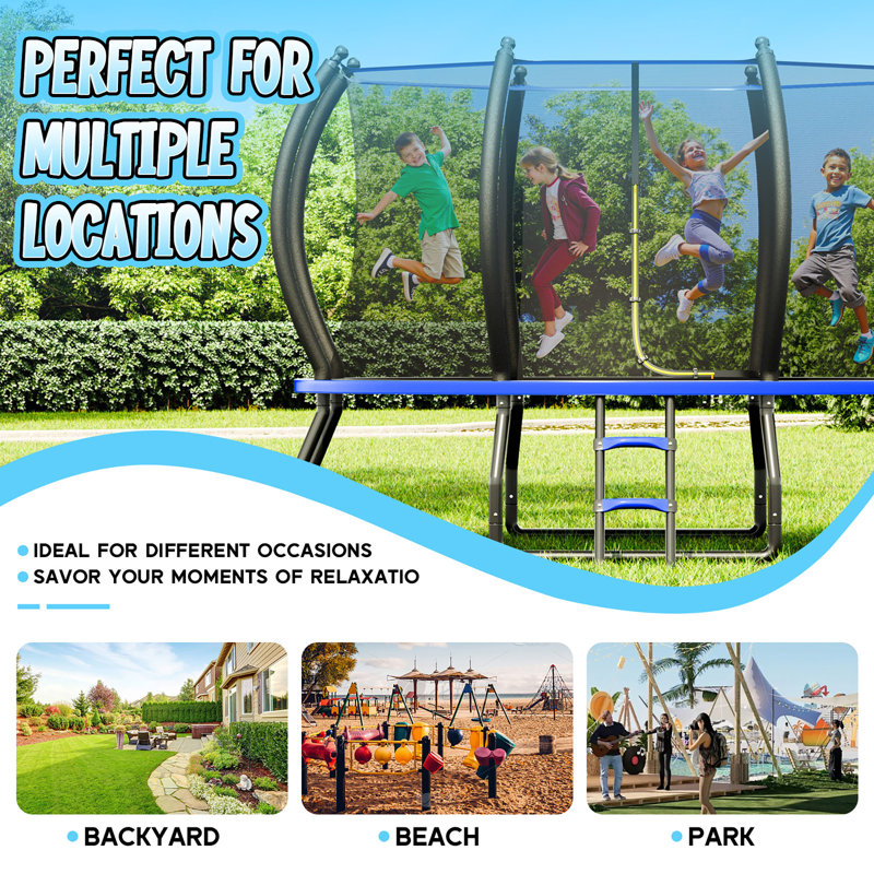 Albott 16FT Trampoline with Pop-up Quick Connector, Blue