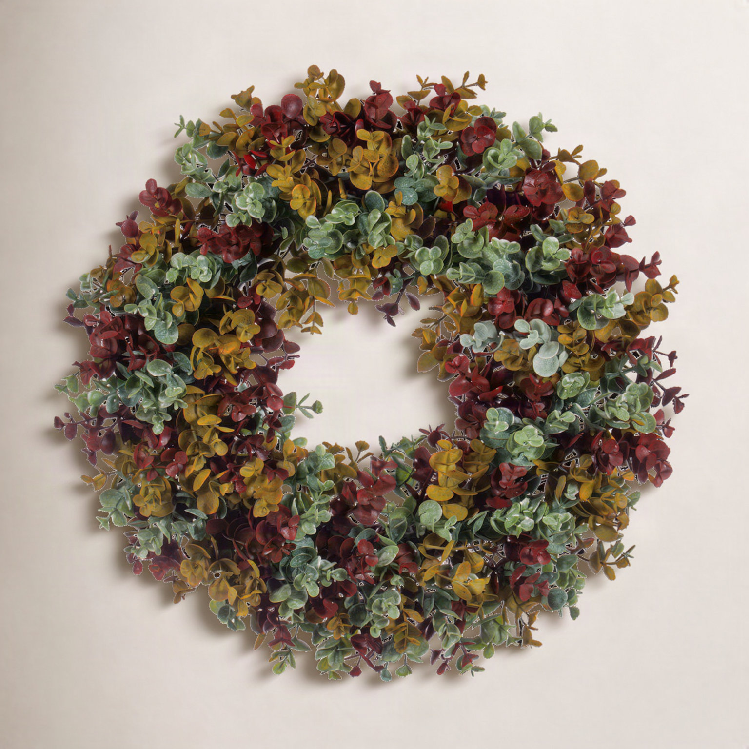 18'' Faux Eucalyptus Plastic Wreath