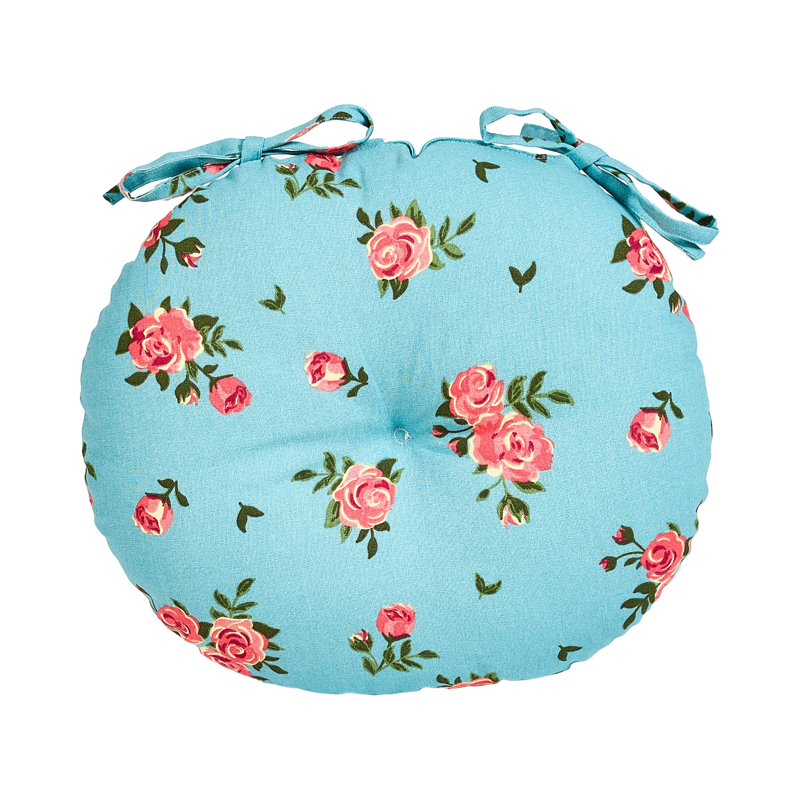 Set Of Two Rose Round Seat Pads, Blue