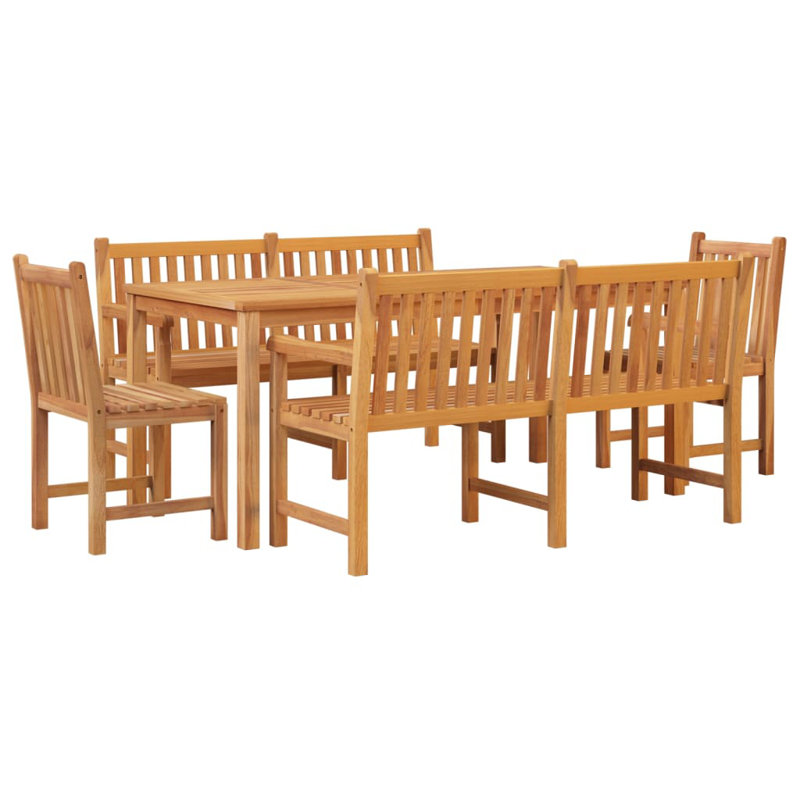 Yellville 6 - Person Teak Solid Wood Patio Dining Set Rectangular Table