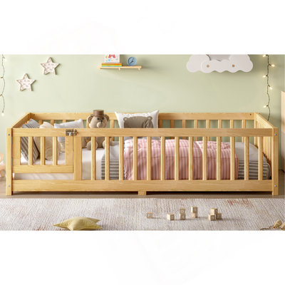 Bed Floor Bed With Safety Guardrails And Door For Kids