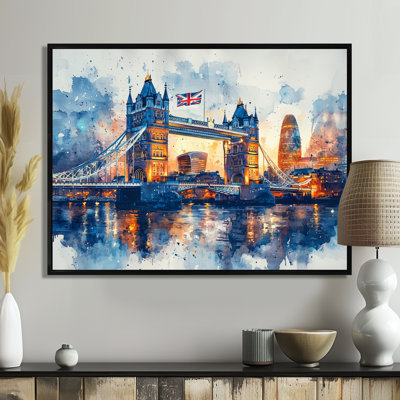 «Moonlight on Tower Bridge Lights In London II - England», art mural