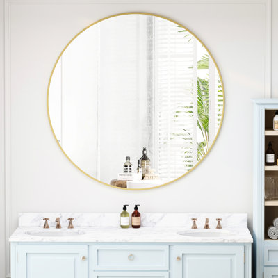 Miroir doré de 42 po, cadre mural en métal pour décoration de salle de bain, miroir de chambre à coucher, salon,