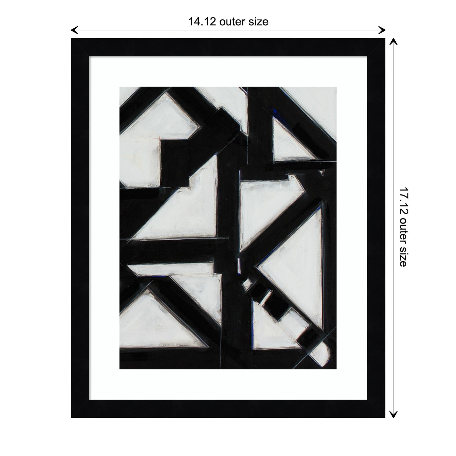 Tulare "Topographic V" Print, 17" H x 14" W x 1" D, Black