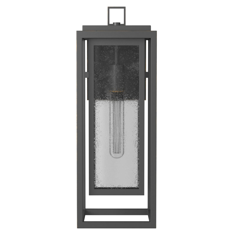 Republic Black 1 - Bulb Outdoor Wall Lantern, Satin Nickel, 20" H x 7" W x 7" D