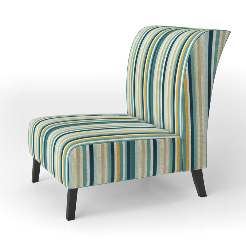 Motif rayé vert et jaune Jungle - Fauteuil de chambre rembourré moderne, fauteuil d'appoint à motif rayé