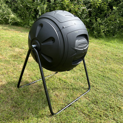 130 L Plastic Odor Resistant Indoor Outdoor Tumbler Composter with Latching Lid