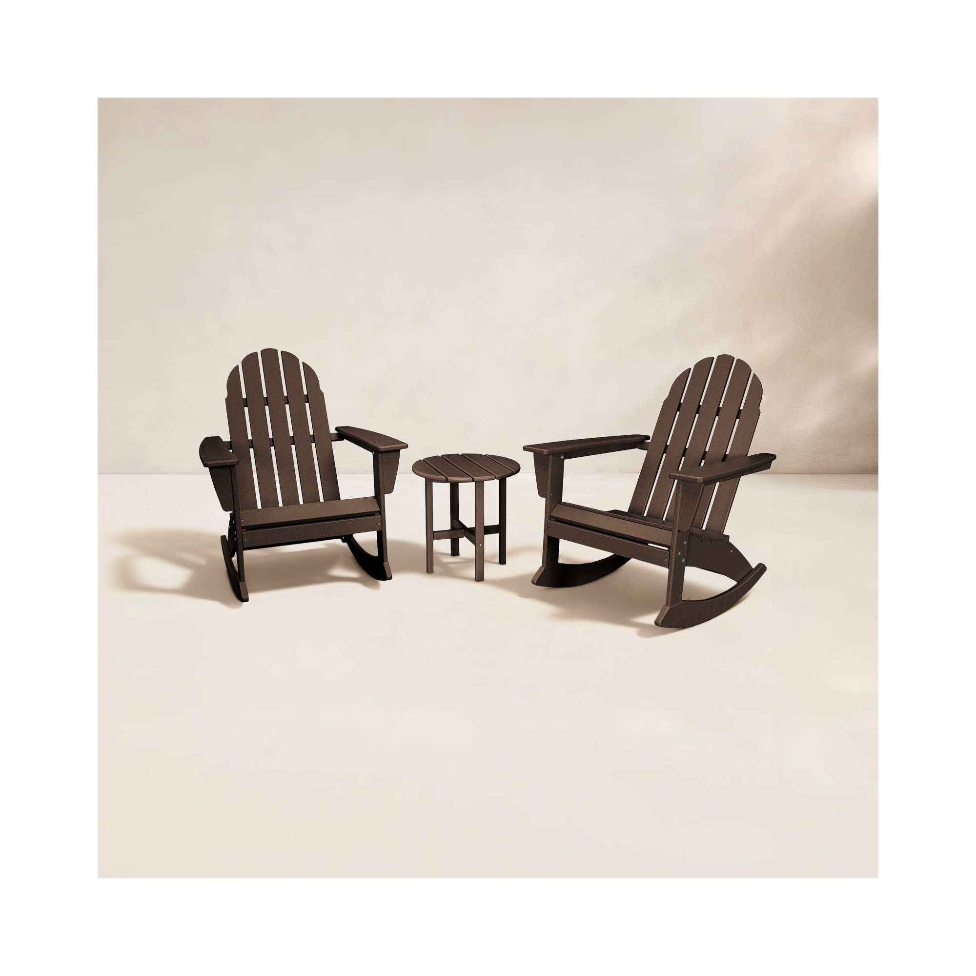 POLYWOOD Vineyard 3-Piece Adirondack Rocking Chair Set, Mahogany