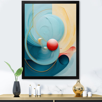 «Tender Awakening In Retro Blue - Modern Geometric Wall Art Living Room»
